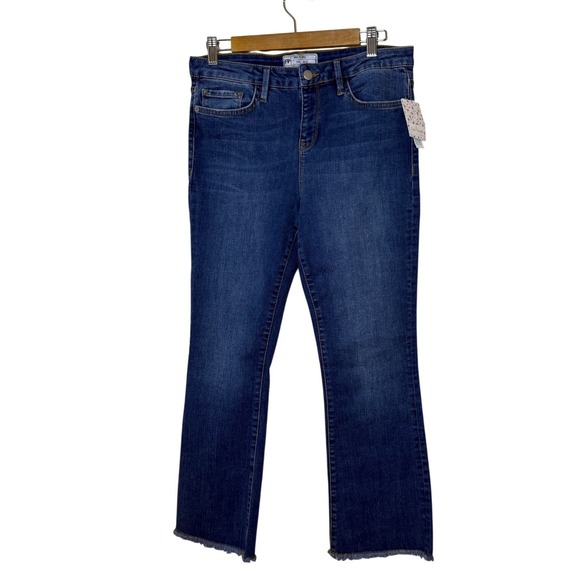 NWT Free People Women Jeans 30 Blue Raw Hem Mid Rise OB714973 Classic Preppy